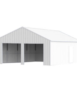 22FT x 23 FT Double Garage Steel Barn Shed – Cream Heavy Duty Metal Garage Storage Shed - The customer must have unloading capabilities, such as a forklift or crane - Image 6