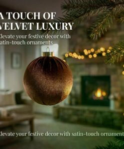 Alternative view of 12Pcs Velvet Christmas Balls Ornaments Set, 80mm(3.15inch) Fabric Wrapped Xmas Baubles, Neutral Coffee Cream White Hanging Decorations for Christmas Tree Holiday Home Party