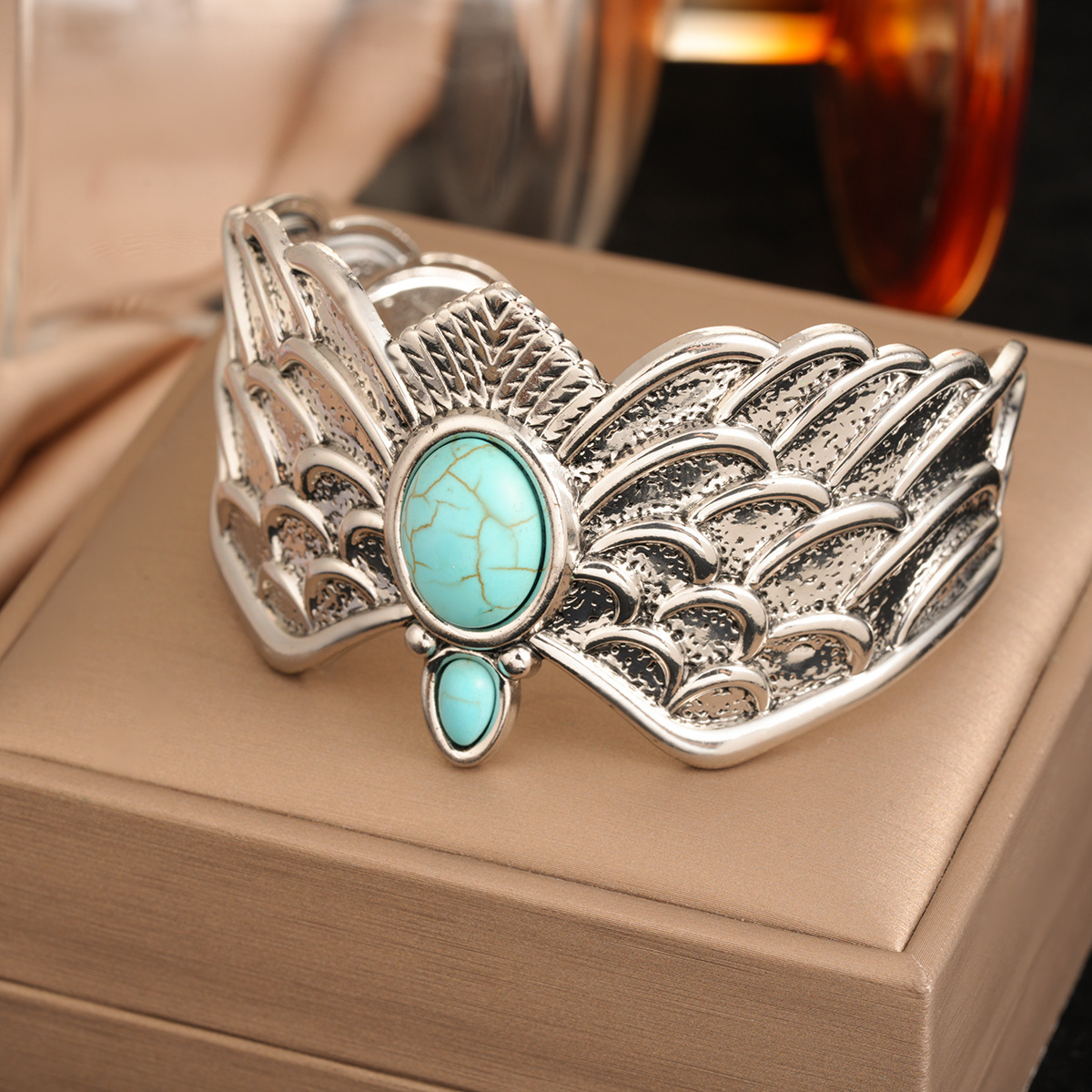 Vintage-style Turquoise Bracelet With A Textured Elegant Finish - Image 7