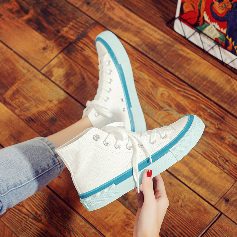 Cream Canvas Shoes Female Students High-top - Image 4