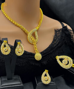 Best-selling Dubai Bride 24k Gold-plated Necklace Bracelet Earring Ring Four-piece Set