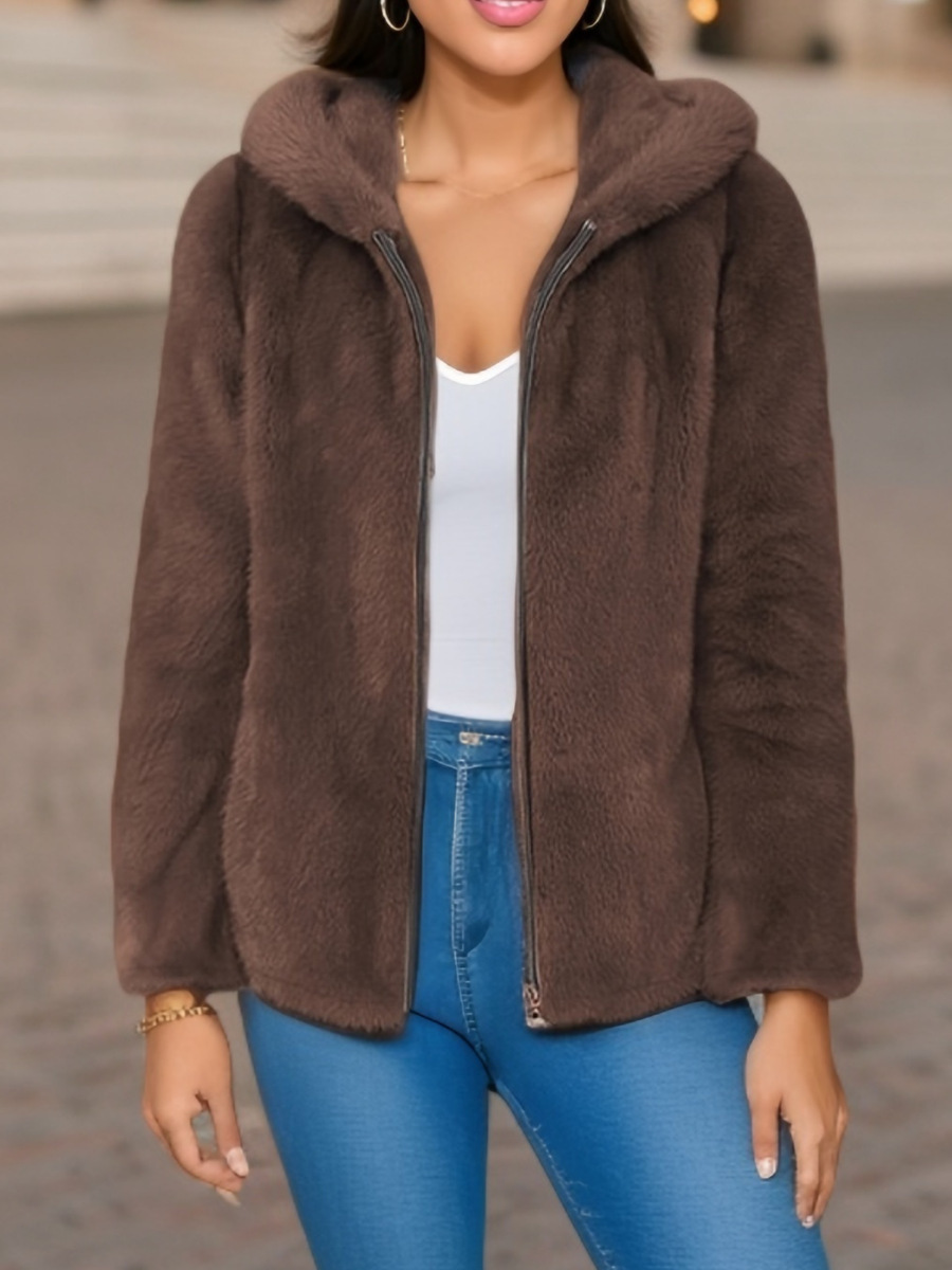 Fleece-lined Double-sided Coral Fleece Hooded Warm Jacket - Image 9