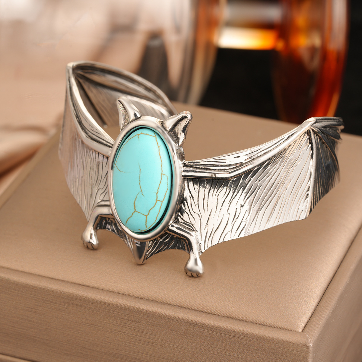 Vintage-style Turquoise Bracelet With A Textured Elegant Finish - Image 2