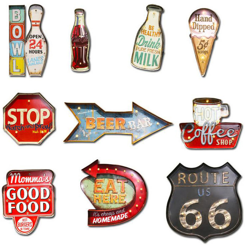 American Iron Ice Cream LED Lamp Wall Decoration Pendant - Image 4