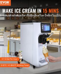 Alternative view of Commercial Ice Cream Machine, 10.6 QT/H Yield, 1000W Single Flavor Countertop Soft Serve Ice Cream Maker, 4L Hopper 1.6L Cylinder, Touch Screen Auto Clean Pre-cooling, For Restaurant Snack Bar