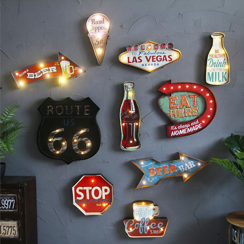 American Iron Ice Cream LED Lamp Wall Decoration Pendant - Image 2