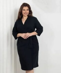 Black Plus-size Camisole Nightgown With Chest Pads