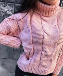 Alternative view of Women's Turtleneck Solid-Color Cable-Knit Pullover Casual Loose Sweater