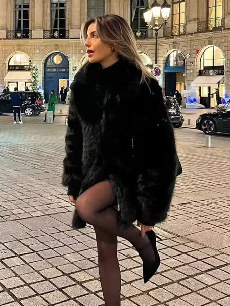Fashionable Women's Faux Fur Coat - Image 6
