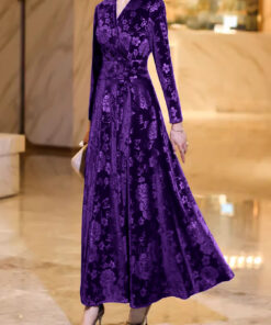 Womens High-end French-style Velvet Dress - Image 3