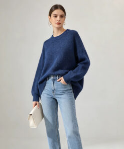 Solid-color Crew-neck Korean-style Loose-fit Cozy Knit Sweater