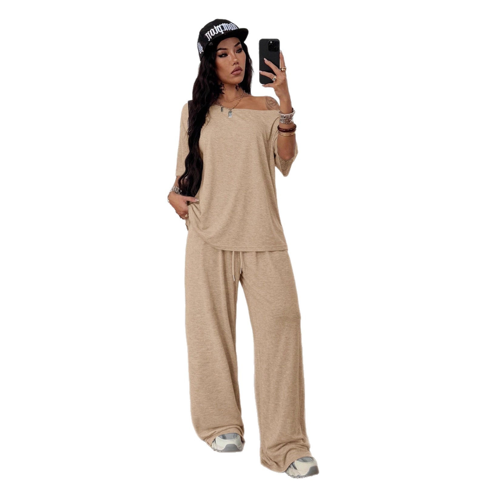 SpringSummer Women's Casual Solid-Color Sports Two-Piece Set - Image 5