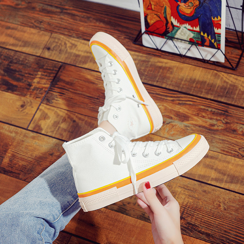 Cream Canvas Shoes Female Students High-top - Image 5