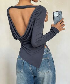 Alternative view of Backless Design Waist-cinching For A Slimming Effect Asymmetrical Hem With A Slit