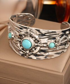 Vintage-style Turquoise Bracelet With A Textured Elegant Finish - Image 8