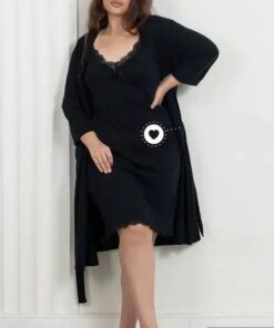 Alternative view of Black Plus-size Camisole Nightgown With Chest Pads