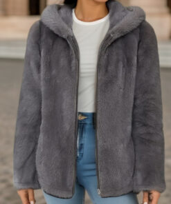 Fleece-lined Double-sided Coral Fleece Hooded Warm Jacket - Image 6