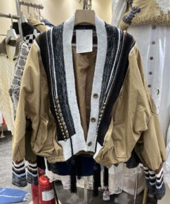 Arrival Fashionable Womens Jacket With Rivet Detailing Color-block Patchwork And Tassel Accents - Image 6