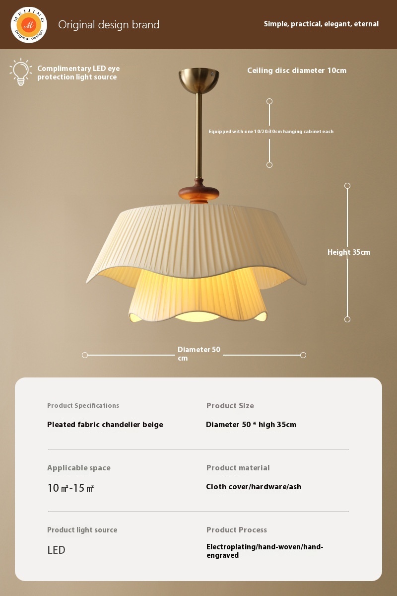 Cream Style Chandelier Internet Celebrity Living Room Dining Room Bedroom Lamps - Image 6