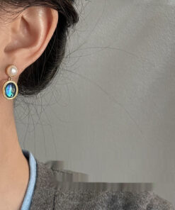 Alternative view of French Style Vintage Freshwater Pearl Earrings Ear Jewelry Abalone Shell Stud Earrings