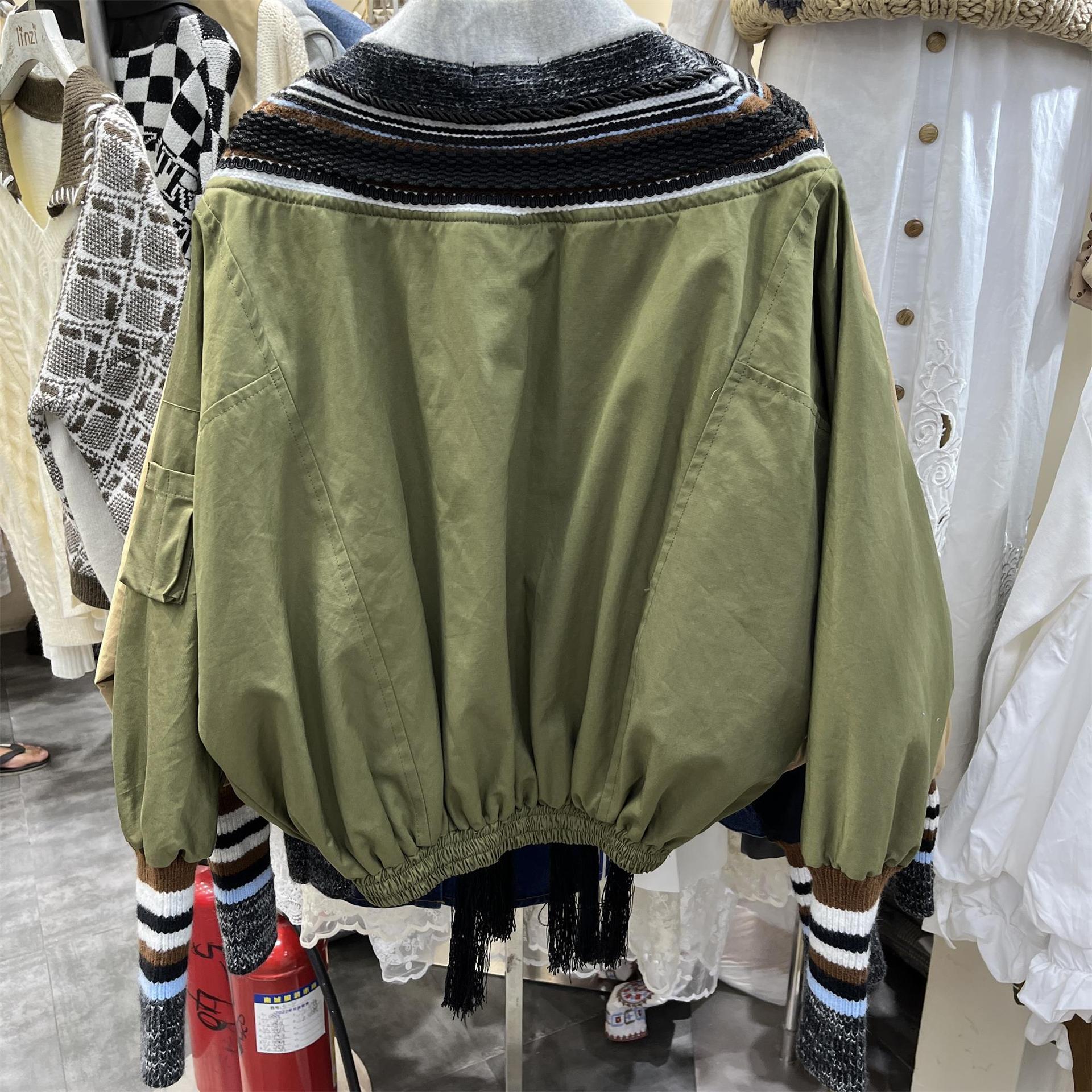Arrival Fashionable Womens Jacket With Rivet Detailing Color-block Patchwork And Tassel Accents - Image 2