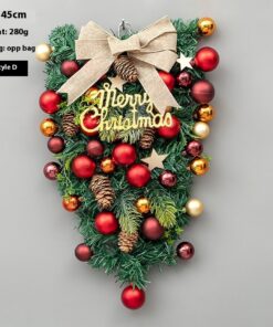 Alternative view of Christmas Decoration Upside Down Christmas Tree Horn Rattan Christmas Wreath