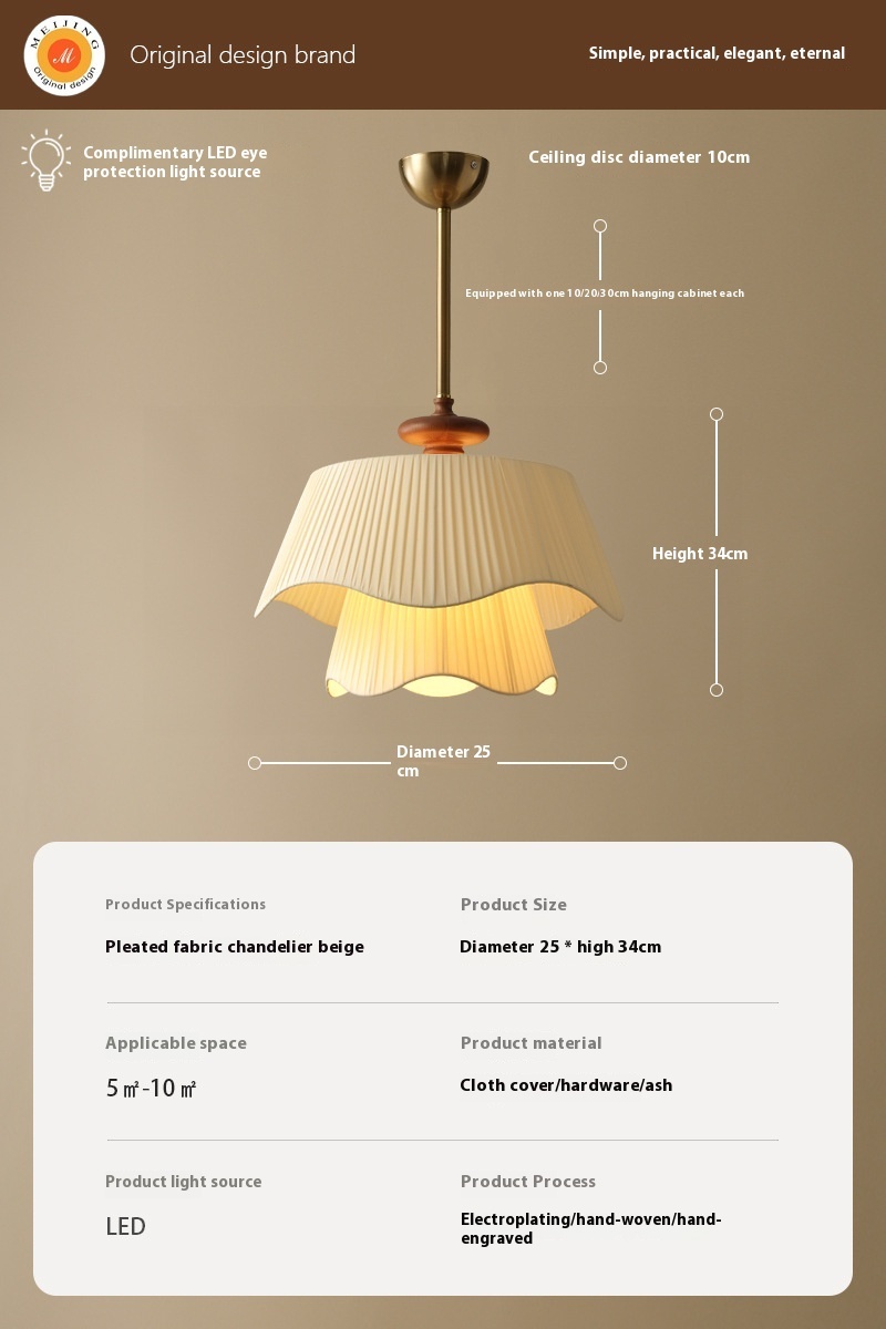 Cream Style Chandelier Internet Celebrity Living Room Dining Room Bedroom Lamps - Image 4