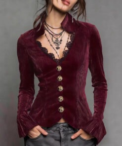 Alternative view of Women's V-neck Slim-fit Long-sleeve Top New Style