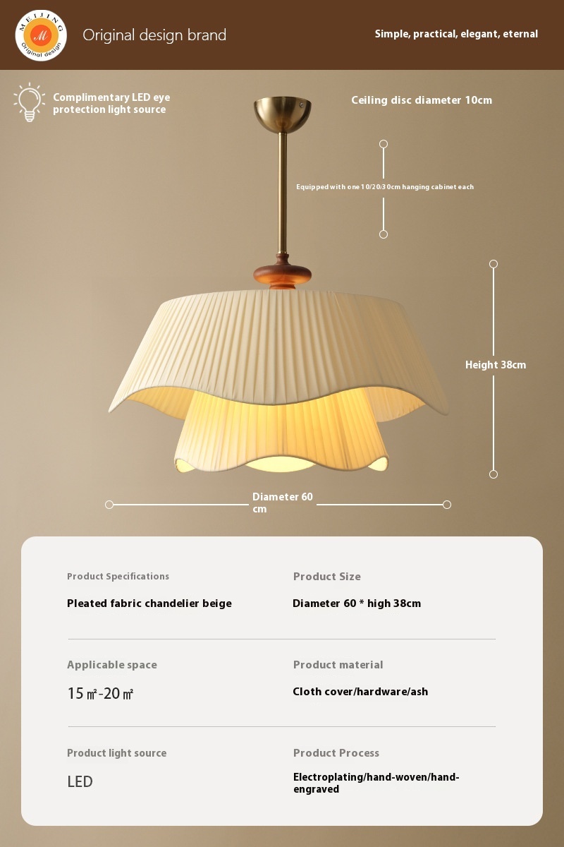 Cream Style Chandelier Internet Celebrity Living Room Dining Room Bedroom Lamps - Image 8