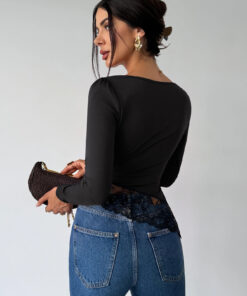 Alternative view of Dropped-shoulder Ruched Long-sleeve T-shirt