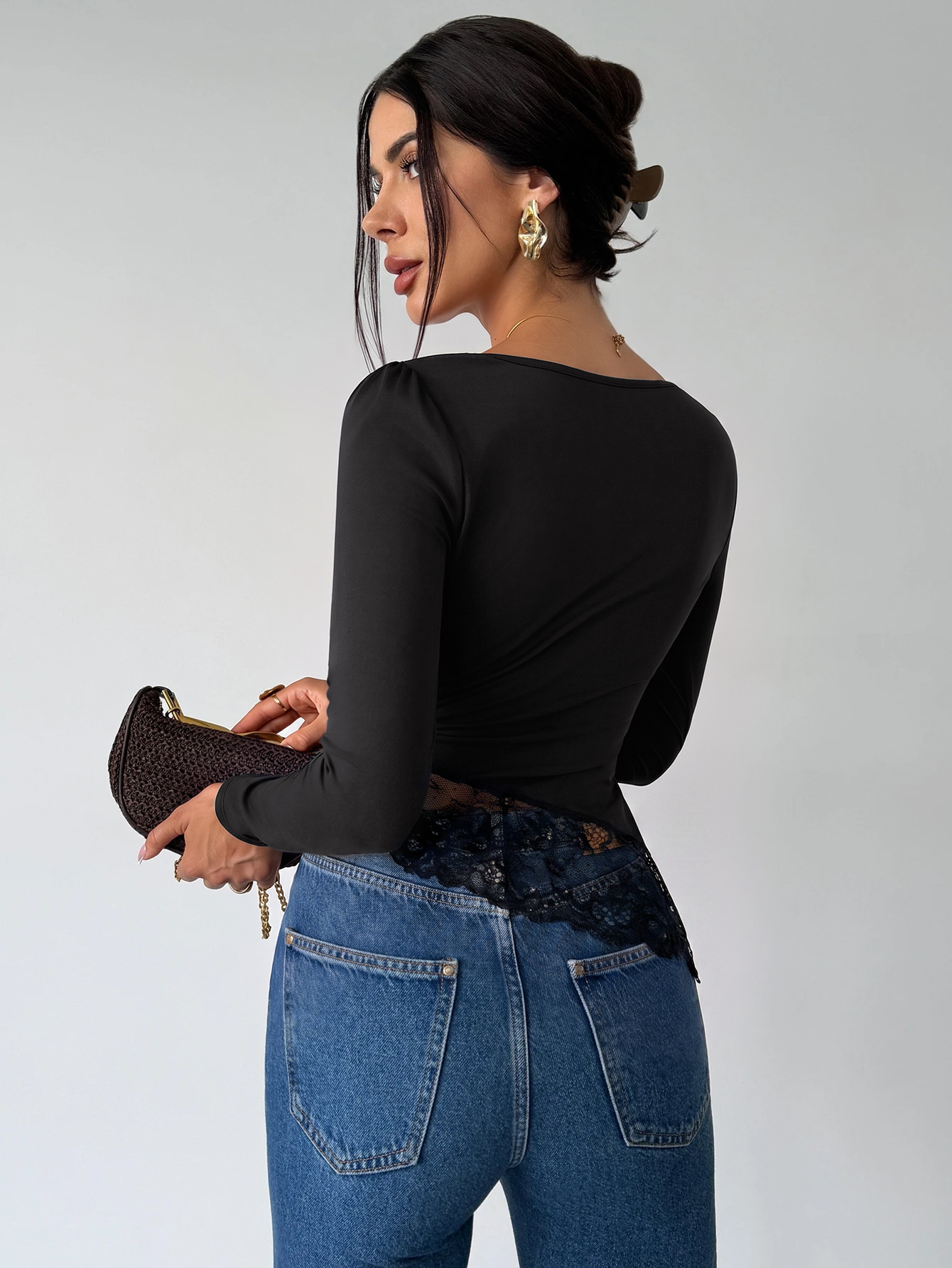 Dropped-shoulder Ruched Long-sleeve T-shirt - Image 2