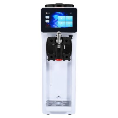 Commercial Ice Cream Machine, 10.6 QT/H Yield, 1000W Single Flavor Countertop Soft Serve Ice Cream Maker, 4L Hopper 1.6L Cylinder, Touch Screen Auto Clean Pre-cooling, For Restaurant Snack Bar