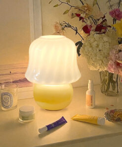 French Cream Handmade Glass Bedroom Bedside Decoration Mushroom Lamp - Image 4
