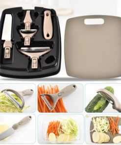 Stainless Steel Cutter Set Three Piece Set Wheat Straw Chopping Board Fruit Knife Peeler Combined Kitchen Tools