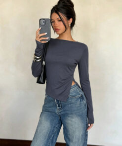 Backless Design Waist-cinching For A Slimming Effect Asymmetrical Hem With A Slit - Image 6