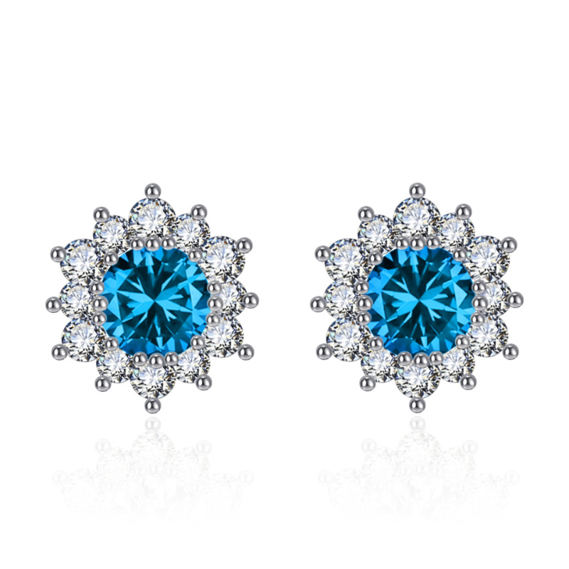 Elegant Full-diamond Snowflake Stud Earrings Pendant Necklace And Ring Jewelry Set - Image 8