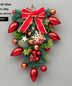Christmas Decoration Upside Down Christmas Tree Horn Rattan Christmas Wreath - Image 10