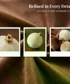 12Pcs Velvet Christmas Balls Ornaments Set, 80mm(3.15inch) Fabric Wrapped Xmas Baubles, Neutral Coffee Cream White Hanging Decorations for Christmas Tree Holiday Home Party - Image 4