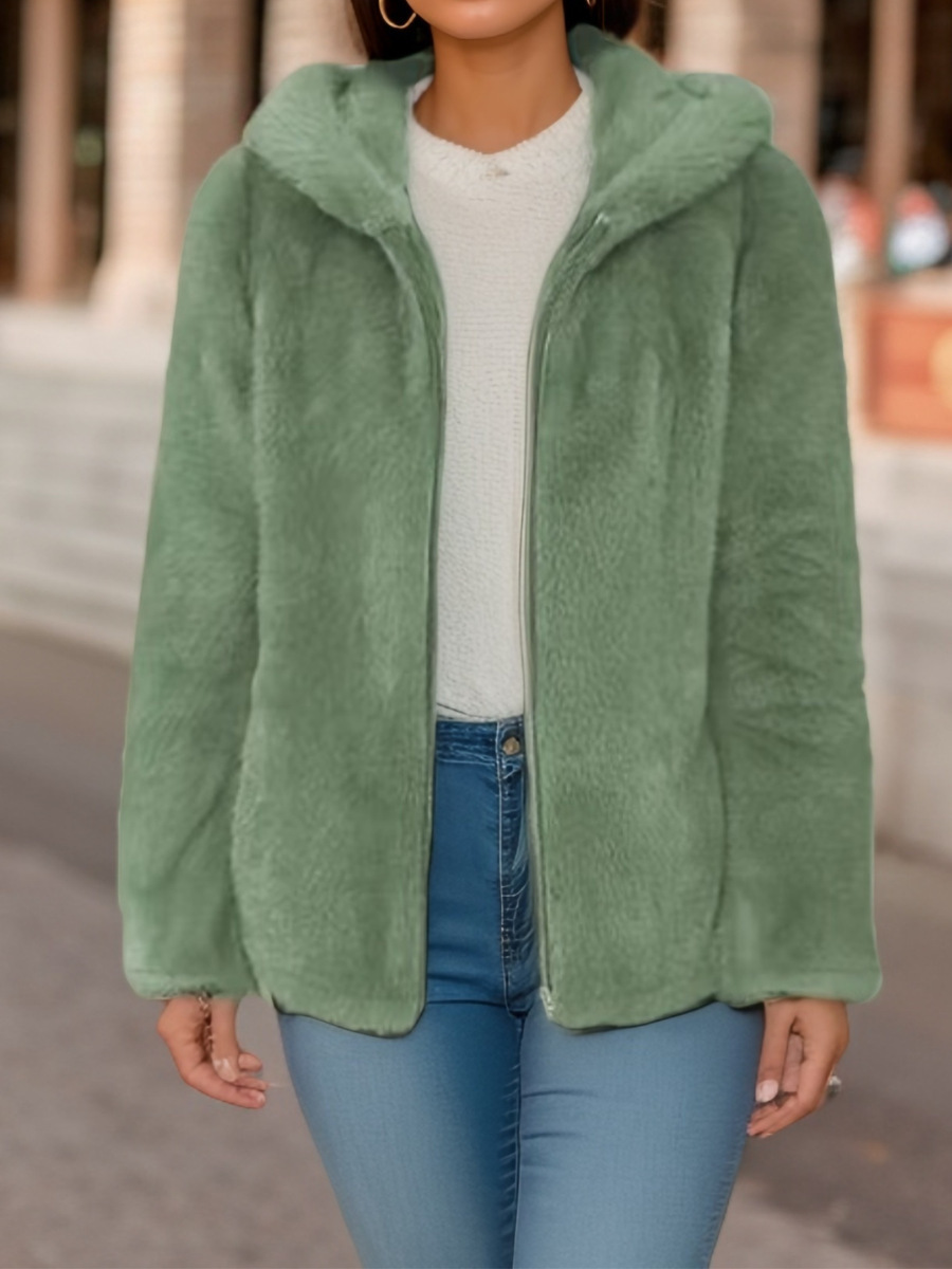 Fleece-lined Double-sided Coral Fleece Hooded Warm Jacket - Image 8