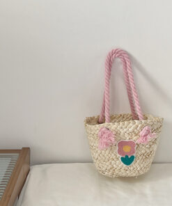 Children's Straw Handmade Knitted Messenger Bag - Image 6