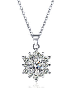 Elegant Full-diamond Snowflake Stud Earrings Pendant Necklace And Ring Jewelry Set - Image 6