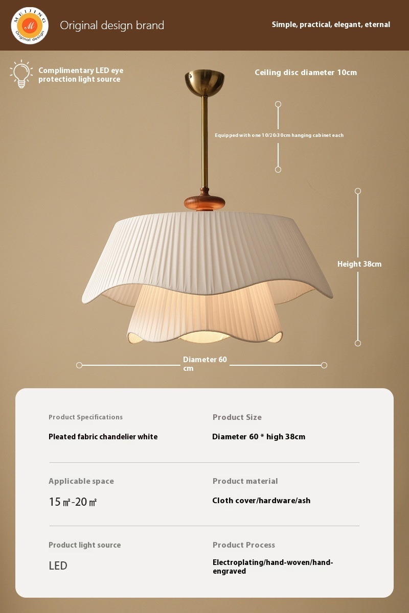 Cream Style Chandelier Internet Celebrity Living Room Dining Room Bedroom Lamps - Image 7