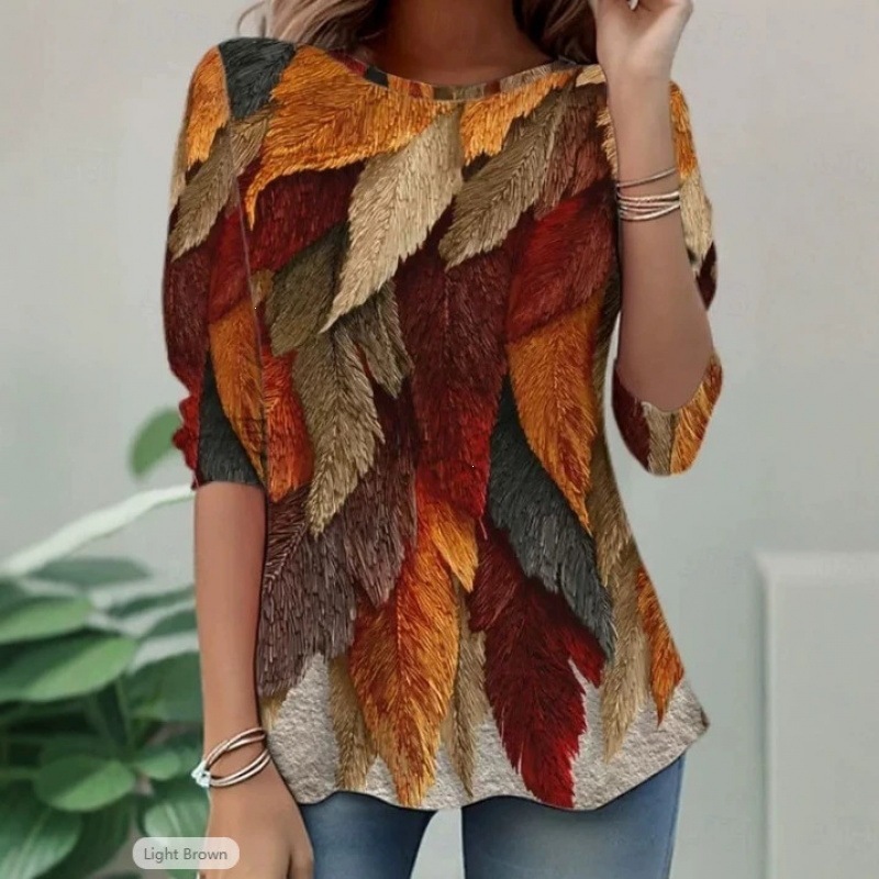 Women's Fashion Top Round-neck Printed T-shirt - Image 6