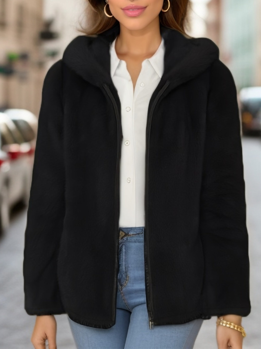 Fleece-lined Double-sided Coral Fleece Hooded Warm Jacket - Image 7