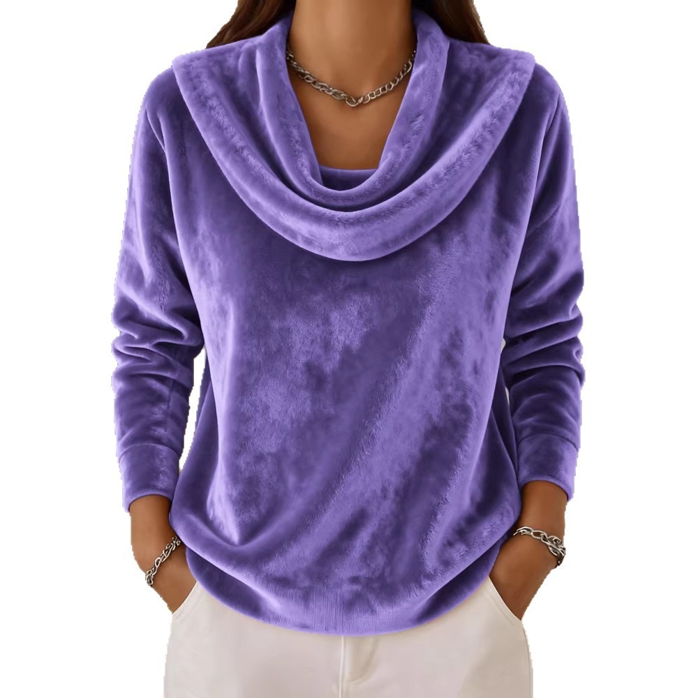 Casual Relaxed-fit Fashionable Solid-color Plush Long-sleeve Knit Top - Image 5