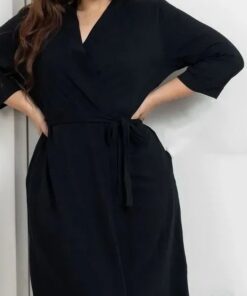 Black Plus-size Camisole Nightgown With Chest Pads - Image 5