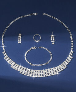 Claw Chain Necklace Bracelet Earrings Four-piece Ring Set Pack - Image 3