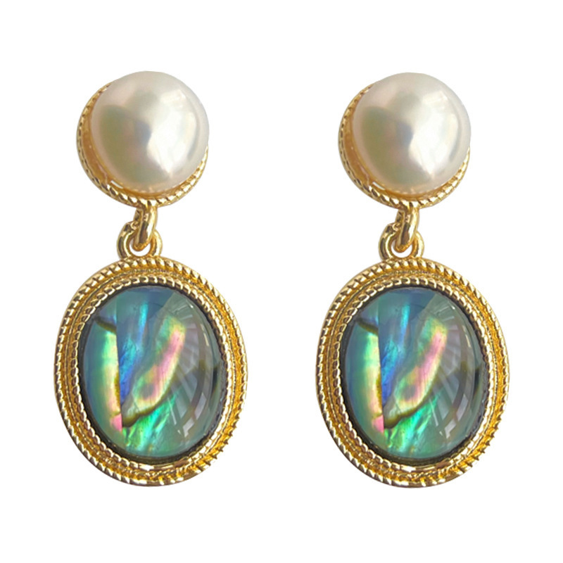 French Style Vintage Freshwater Pearl Earrings Ear Jewelry Abalone Shell Stud Earrings - Image 5