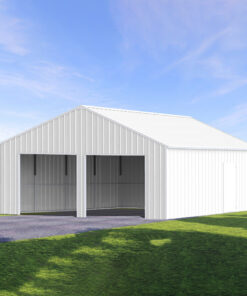 22FT x 23 FT Double Garage Steel Barn Shed – Cream Heavy Duty Metal Garage Storage Shed - The customer must have unloading capabilities, such as a forklift or crane - Image 5