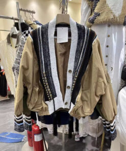 Arrival Fashionable Womens Jacket With Rivet Detailing Color-block Patchwork And Tassel Accents - Image 3